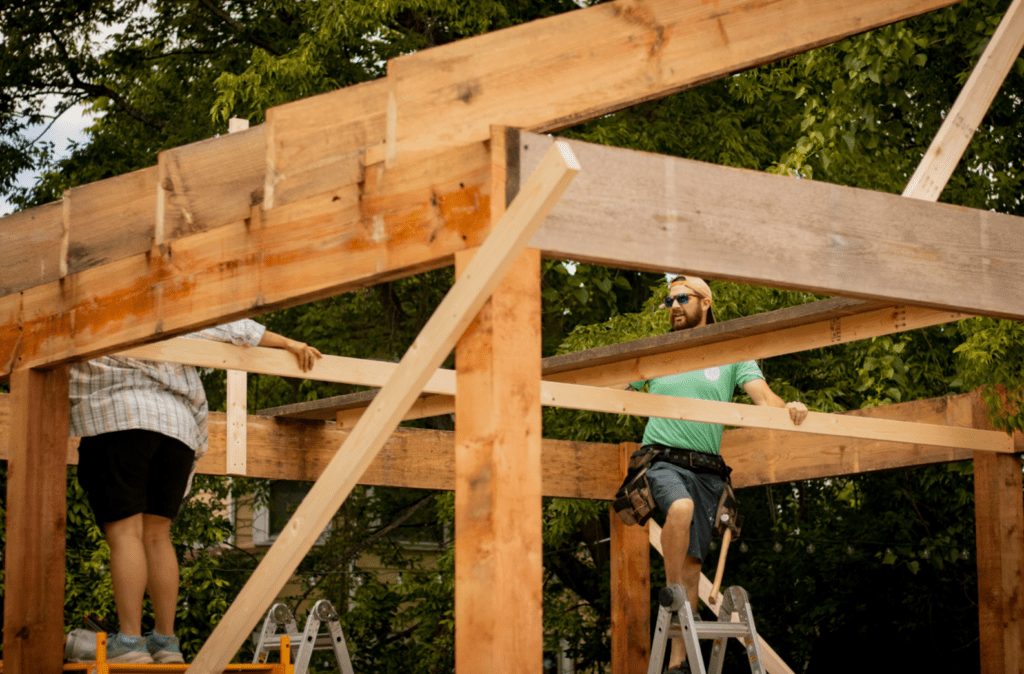 constructing wooden frame